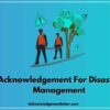 Acknowledgement For Disaster Management Project, Disaster Management Project Acknowledgement