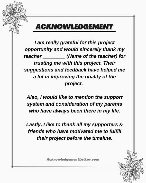 Acknowledgement For Physical Education Project Class 12, Physical Education Project Acknowledgement