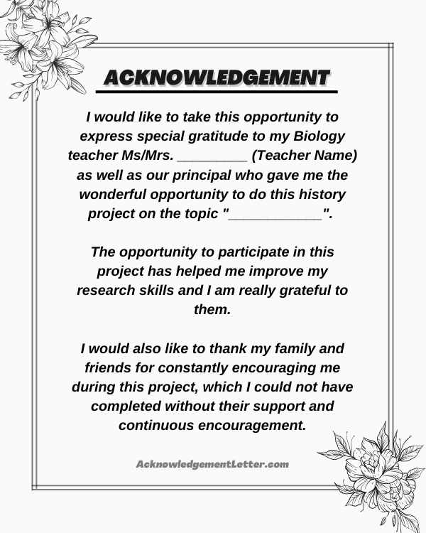 Acknowledgement For Bio Project, Acknowledgement For Biology Project, Acknowledgement For Biology Project Class 12 & 9