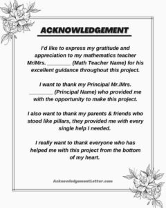 acknowledgement for maths project class 12 cbse